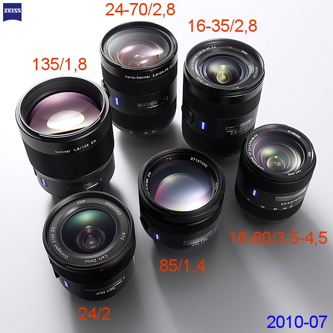 rodzina Sony Zeiss - stan na 2010-07